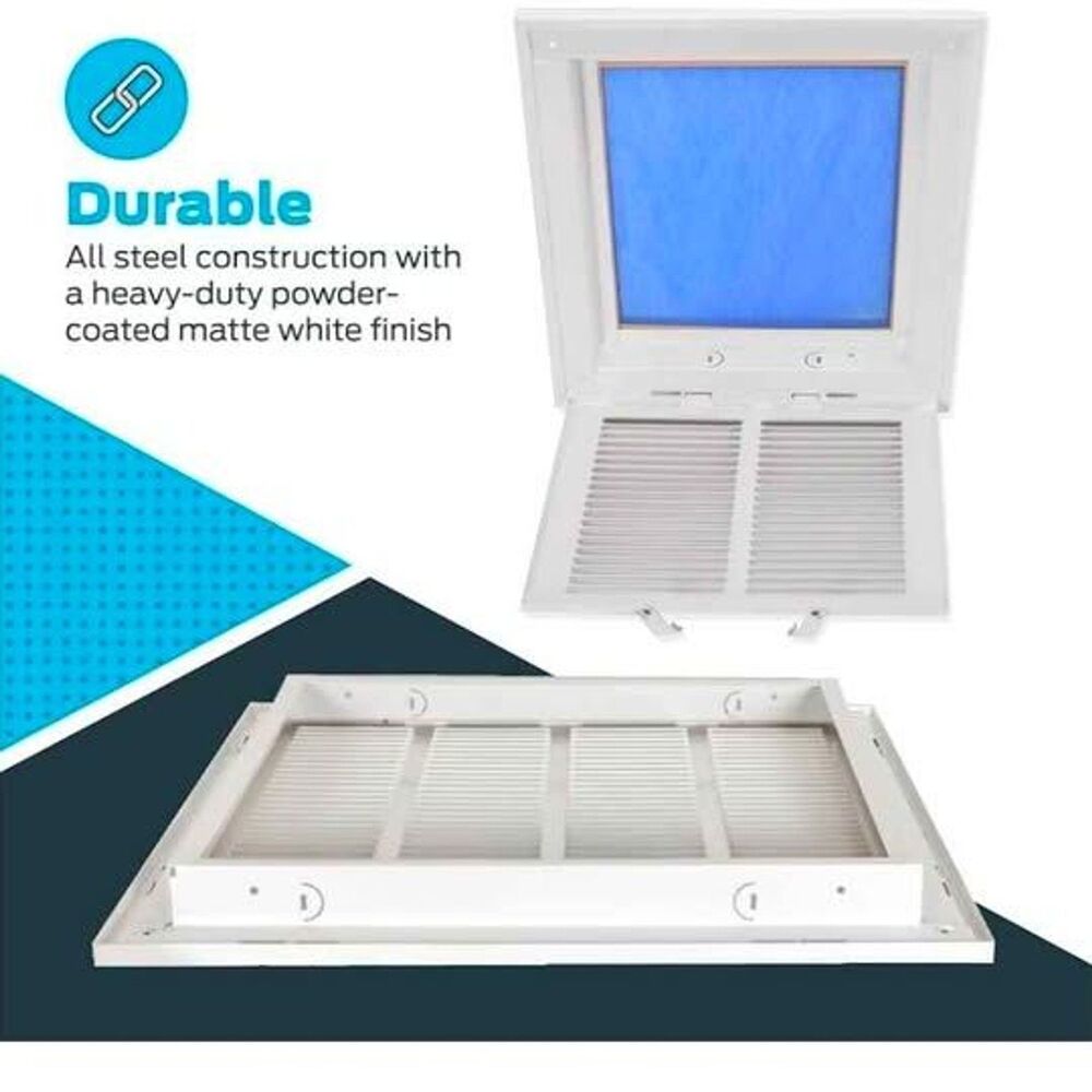 EZ-FLO 16 x 16 Inch (Duct Opening) Return Air Vent COVER Solid Steel WHITE. NEW